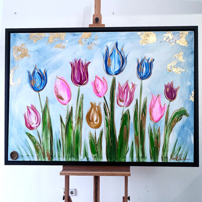 Schilderij - 100x150 cm - Tulpenmanie - Hollandse tulpen #17