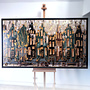 Painting-  100x200cm - Amsterdam LUXURY style - grachten gevels in omber & Gold #12