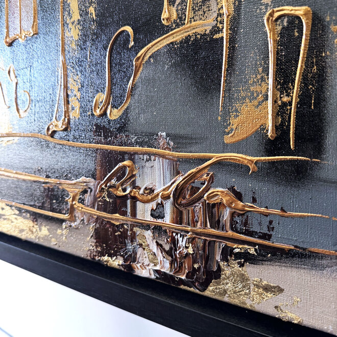 Painting-  100x200cm - Amsterdam LUXURY style - grachten gevels in omber & Gold #12