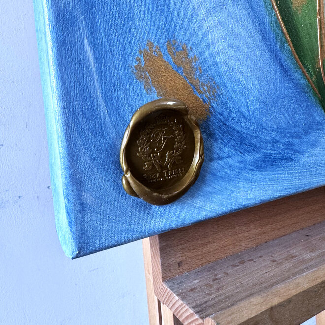 Schilderij - 70x100 cm - Rick Triest  - Amsterdams huisje met tulpen - pink