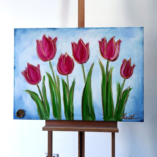 Schilderij -70x100 cm - Tulpenmanie  - Contemporary tulip composition #17