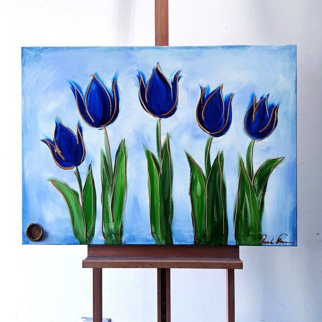 Painting  - 70x100 cm - Rick Triest  - Contemporary tulip composition #16