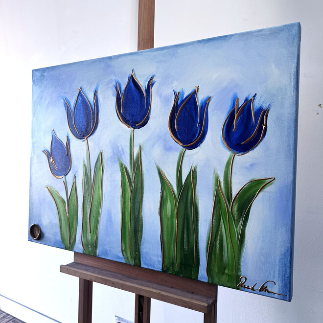 Painting  - 70x100 cm - Rick Triest  - Contemporary tulip composition #16