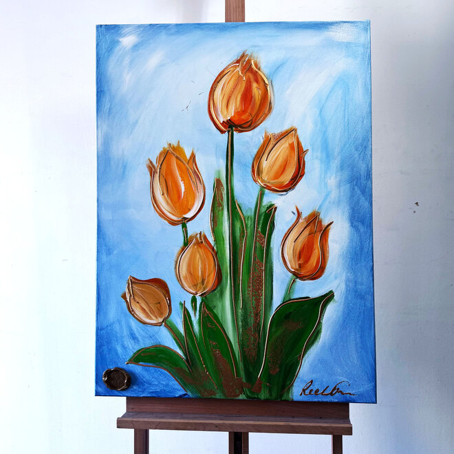 Schilderij -70x100 cm - Tulpenmanie  - Contemporary tulip composition #15