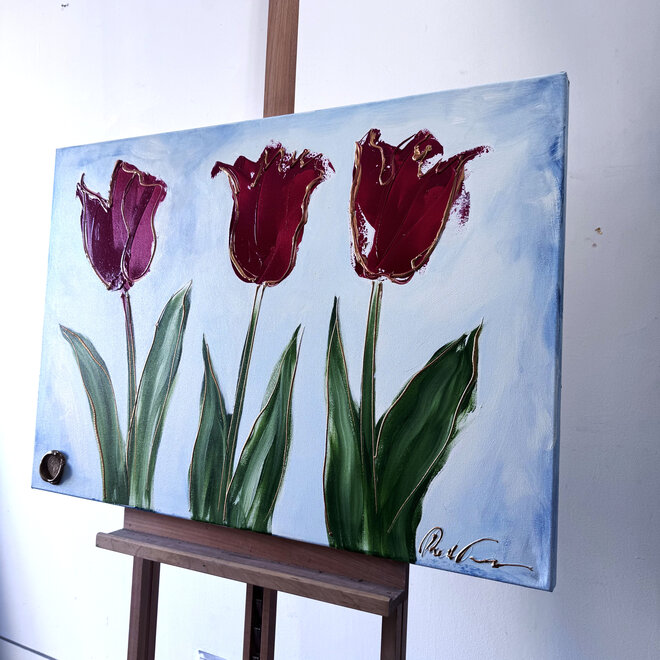 Painting  - 70x100 cm - Rick Triest  - Contemporary tulip composition #14