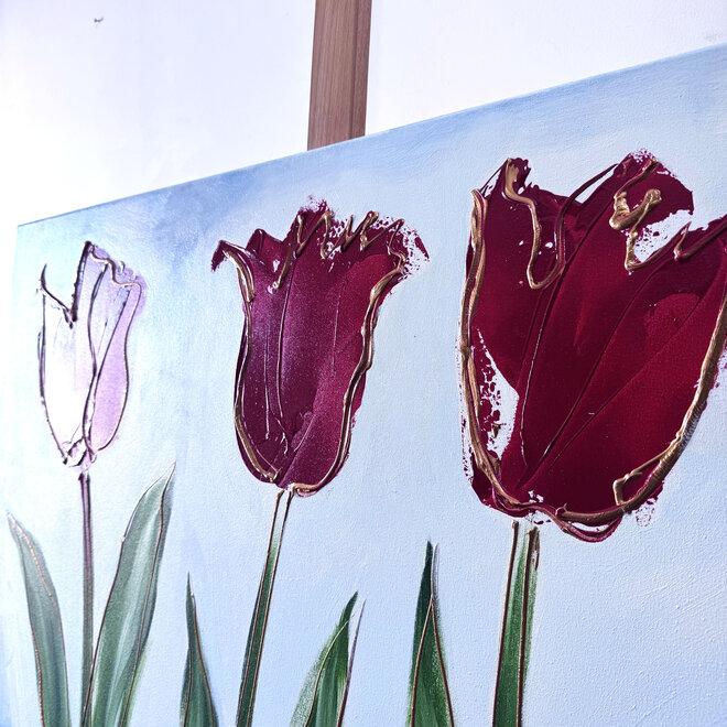 Schilderij - 70x100 cm - Rick Triest  - Contemporary tulip composition #14