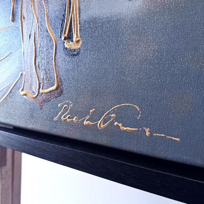 Schilderij- 80x120x4,5 cm - Rick Triest - Amsterdam Herengracht - Blue & Gold #128