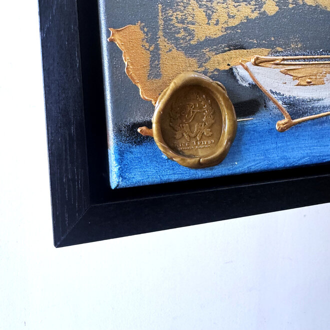 Schilderij- 80x120x4,5 cm - Rick Triest - Amsterdam Herengracht - Blue & Gold #128