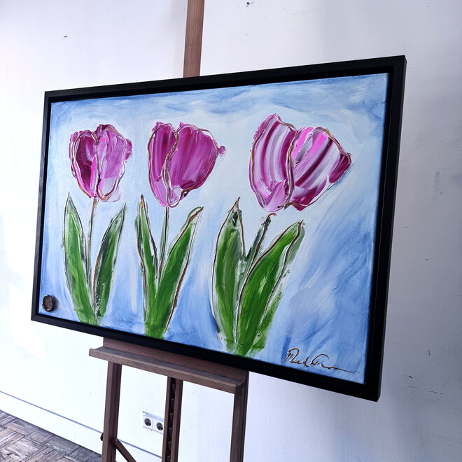 Painting  - 80x120 cm - Rick Triest -  Contemporary tulip composition #1