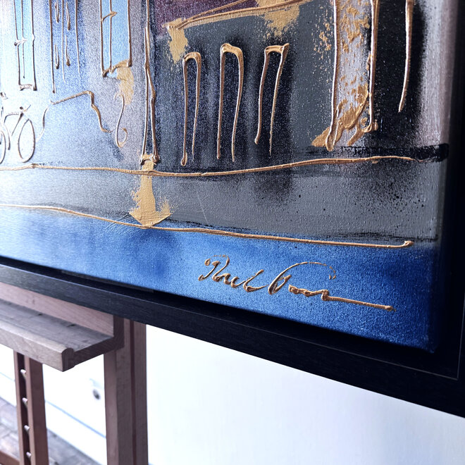 Painting- 80x120x4,5 cm - Rick Triest - Amsterdam Herengracht - Blue & Gold #126
