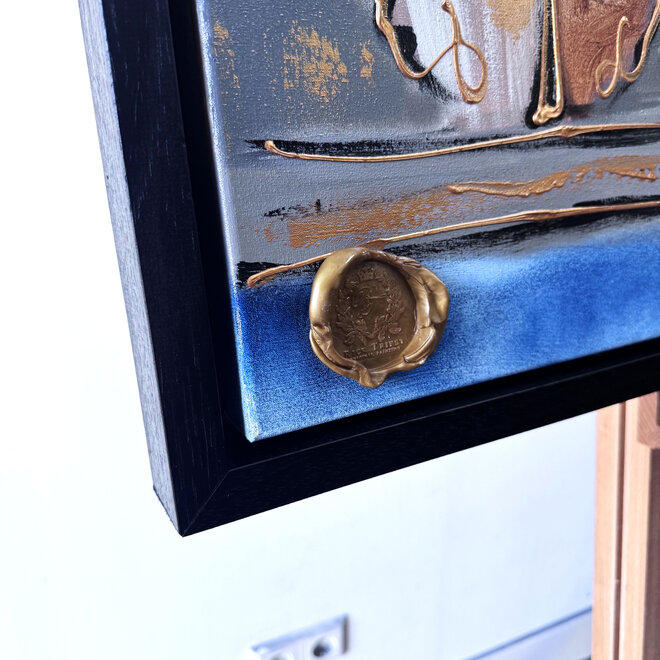 Painting- 80x120x4,5 cm - Rick Triest - Amsterdam Herengracht - Blue & Gold #126
