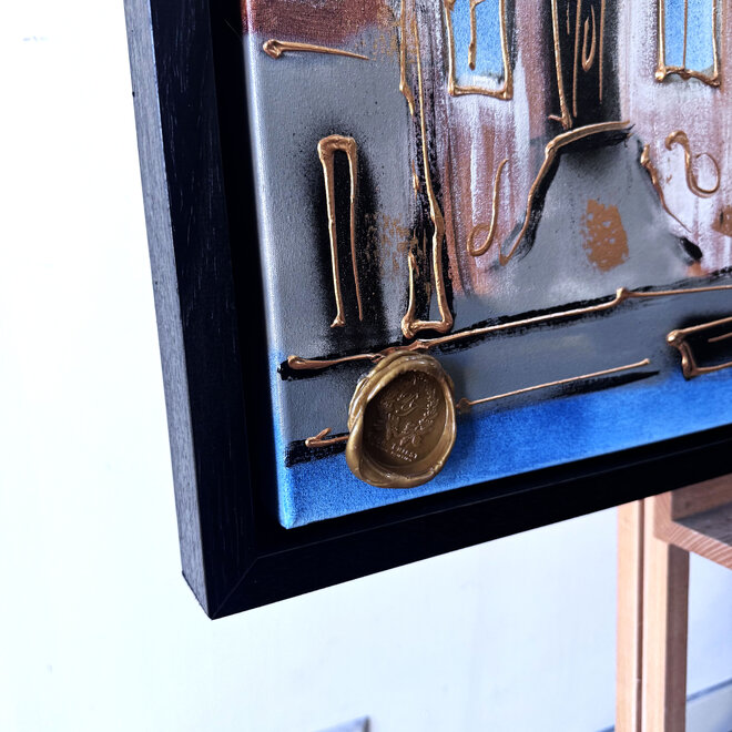 Painting- 80x120x4,5 cm - Rick Triest - Amsterdam Herengracht - Blue & Gold #124
