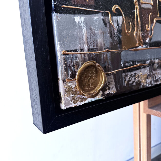 Schilderij- 80x120x4,5 cm - Rick Triest - Amsterdam LUXURY style - grachten gevels in omber & Gold #230