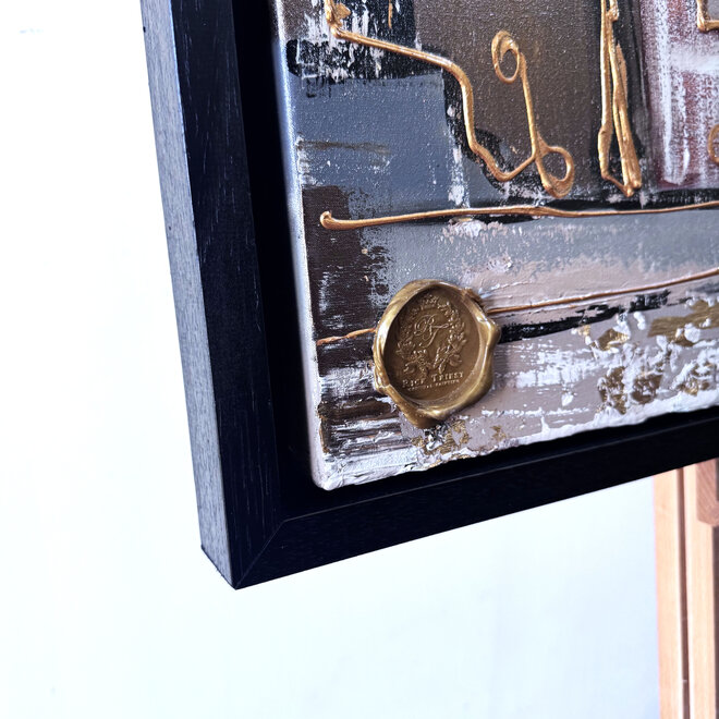 Painting- 80x120x4,5 cm - Rick Triest - Amsterdam LUXURY style - grachten gevels in omber & Gold #227