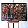 Painting- 80x120x4,5 cm - Rick Triest - Amsterdam LUXURY style - grachten gevels in omber & Gold #225