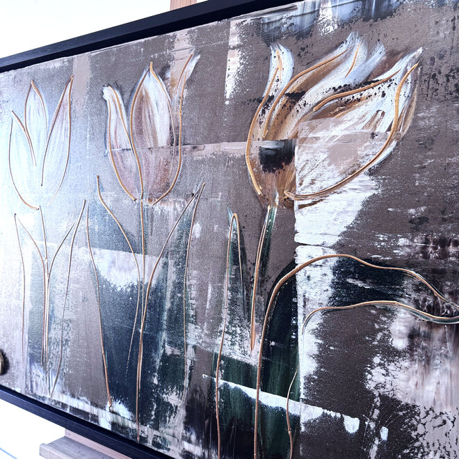 Schilderij - 80x120 cm - Rick Triest - Luxury Tulpen - Bronze & Sienna #1