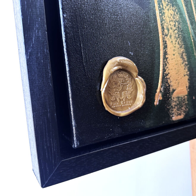 Schilderij - 80x120 cm - Rick Triest - kleurrijke tulpen - Black & Gold #2