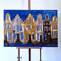 Schilderij- 80x120x2,5 cm - Rick Triest -Amsterdam starry night