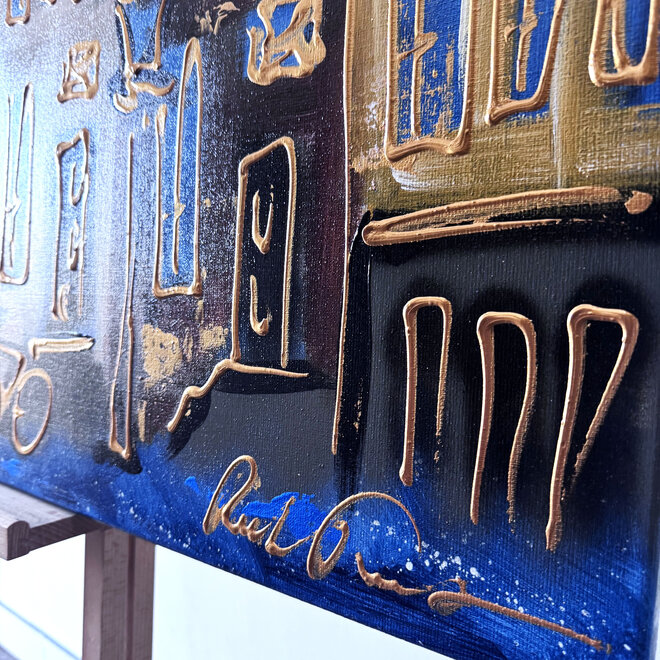 Painting- 80x120x2,5 cm - Rick Triest  -Amsterdamstarry night