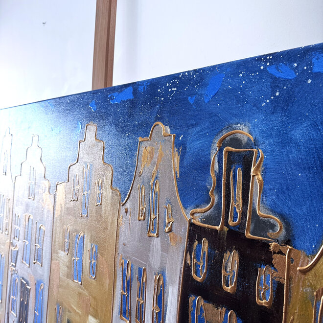 Painting- 80x120x2,5 cm - Rick Triest  -Amsterdamstarry night