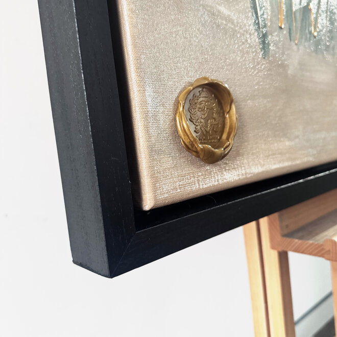 Schilderij- 100x100cm - Rick Triest - Hollandse molen - Sepia & Groen #7