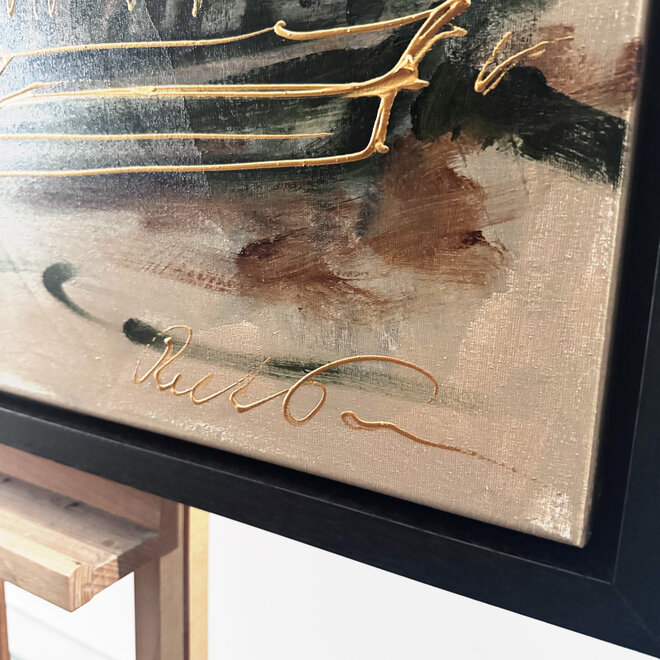 Painting-  100x100cm - Rick Triest - Dutch Windmill - Sepia & Green #5