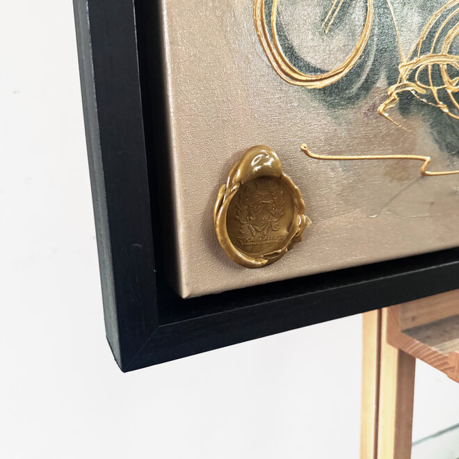 Painting-  100x100cm - Rick Triest - Dutch Windmill - Sepia & Green #5