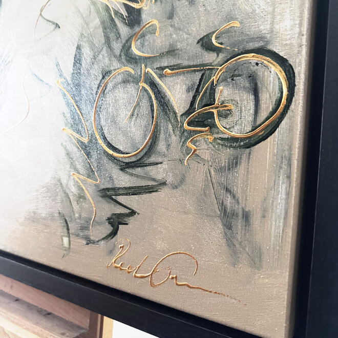 Painting- 100x100cm - Rick Triest - Dutch Windmill - Sepia & Green #3