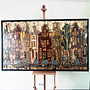 Painting-  100x200cm - Amsterdam LUXURY style - grachten gevels in omber & Gold #14