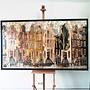 Painting- 100x200cm - Amsterdam LUXURY style - grachten gevels in omber & Gold #9
