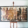 Schilderij- 100x200cm - Amsterdam LUXURY style - grachten gevels in omber & Gold #9