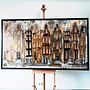Painting- 100x200cm - Amsterdam LUXURY style - grachten gevels in omber & Gold #8