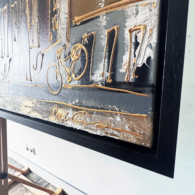 Painting- 100x200cm - Amsterdam LUXURY style - grachten gevels in omber & Gold #8