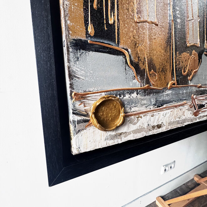 Painting- 100x200cm - Amsterdam LUXURY style - grachten gevels in omber & Gold #8