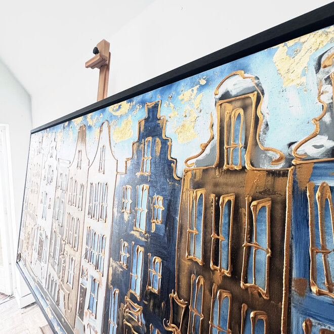 Painting-  100x200cm - Amsterdam Herengracht -Blue & Gold - XL - 2
