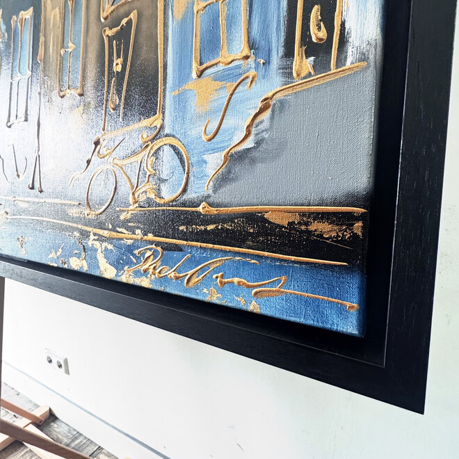 Painting-  100x200cm - Amsterdam Herengracht -Blue & Gold - XL - 2