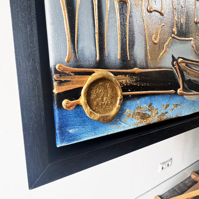 Painting-  100x200cm - Amsterdam Herengracht -Blue & Gold - XL - 2