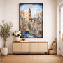 Painting- 80x120x4,5 cm - Rick Triest - Amsterdam Herengracht - Blue & Gold #132- Westertoren