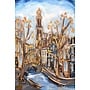 Painting- 80x120x4,5 cm - Rick Triest - Amsterdam Herengracht - Blue & Gold #134- Westertoren