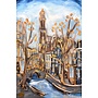 Schilderij- 80x120x4,5 cm - Rick Triest - Amsterdam Herengracht - Blue & Gold #134- Westertoren