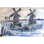 Painting- 80x120x4,5 cm - Rick Triest - Molen Holland Delft blauw & Gold - 3