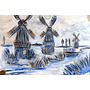 Schilderij- 80x120x4,5 cm - Rick Triest - Molen Holland Delft blauw & Gold - 4