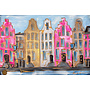 Schilderij- 80x120x4,5 cm - Rick Triest - Amsterdam Herengracht - Blue & Gold #148