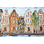 Schilderij- 80x120x4,5 cm - Rick Triest - Amsterdam Herengracht - Blue & Gold #150