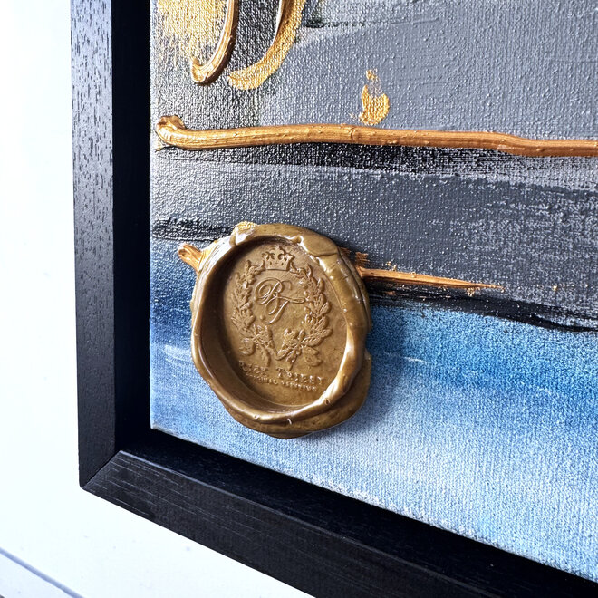 Schilderij- 80x120x4,5 cm - Rick Triest - Amsterdamse grachtenhuizen met blauwe tulpen #2