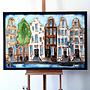 Schilderij- 80x120x4,5 cm - Rick Triest - Amsterdam Herengracht - Blue & Gold #151