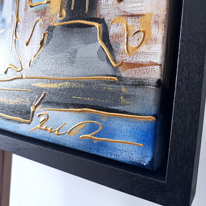 Schilderij- 80x120x4,5 cm - Rick Triest - Amsterdam Herengracht - Blue & Gold #151