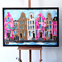 Schilderij- 80x120x4,5 cm - Rick Triest - Amsterdam Herengracht - Blue & Gold #148