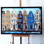 Painting- 80x120x4,5 cm - Rick Triest - Amsterdam Herengracht - Blue & Gold #144