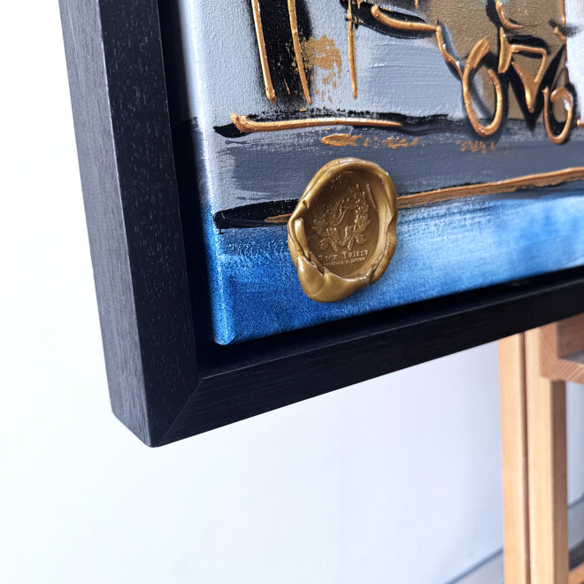 Painting- 80x120x4,5 cm - Rick Triest - Amsterdam Herengracht - Blue & Gold #144